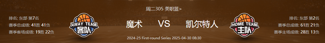 淡定聊球：NBA 季后赛东部首轮第五场，波士顿凯尔特人将在主场迎战奥兰多魔术的推荐分析奥兰多魔术
。